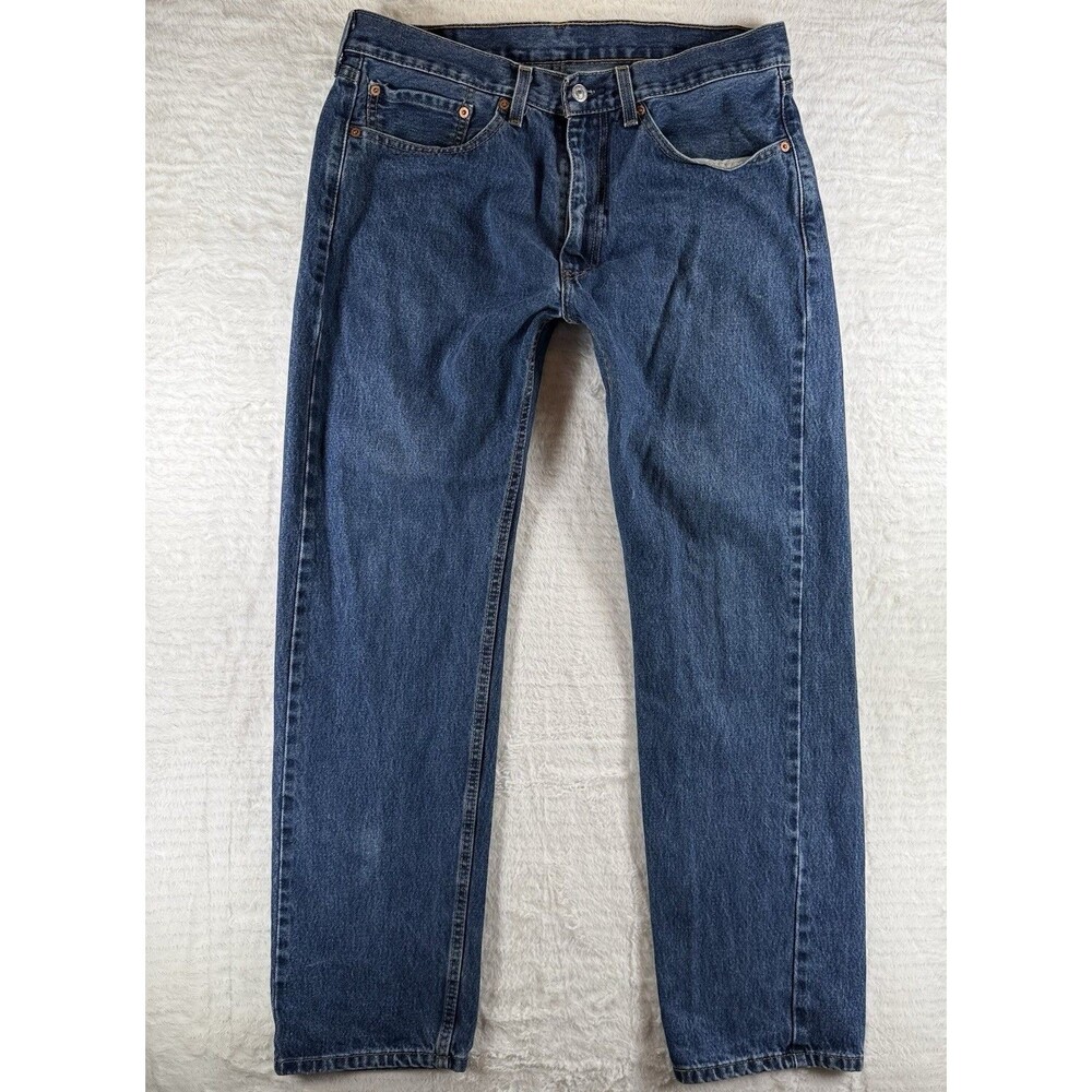 Levi's 505 Jeans Men 34x32 Mid-High Rise Regular Fit Straight Leg Medium Wash